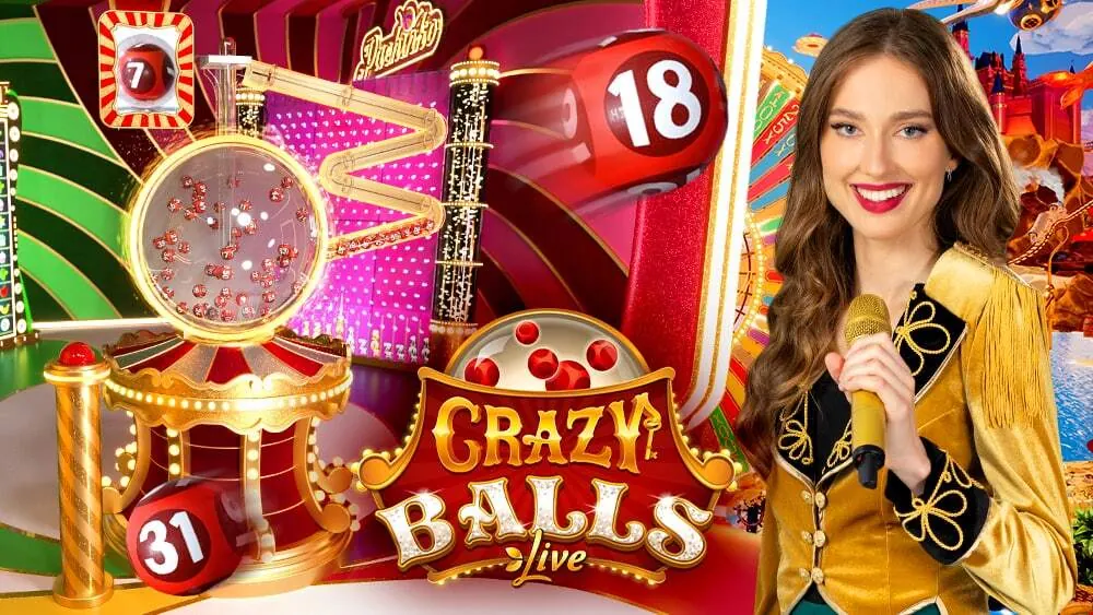 La conduttrice di Crazy Balls con le palline numerate